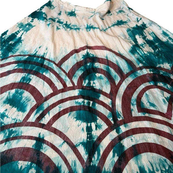 Green Habit Boho Full A Line Cotton Green Oatmeal Art to Wear Midi Skirt US 6 - Picture 11 of 15